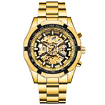 Forsining Brand Silver & Gold Luxury Stainless Steel Waterproof Mens Skeleton Watches Transparent Mechanical Male Wrist Watch