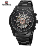 Forsining Brand Silver & Gold Luxury Stainless Steel Waterproof Mens Skeleton Watches Transparent Mechanical Male Wrist Watch