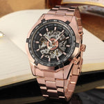 Forsining Brand Silver & Gold Luxury Stainless Steel Waterproof Mens Skeleton Watches Transparent Mechanical Male Wrist Watch