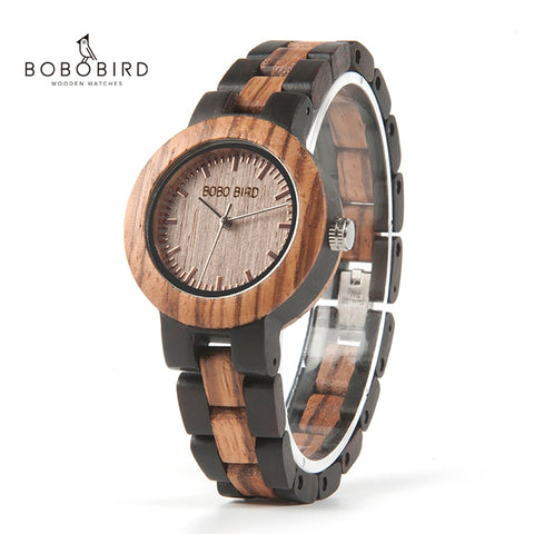 BOBO BIRD Ladies Wood Watch Luxury Bracelet Watches with Two Colors Wooden Strap Women Dress Watch relogio feminino V-N30