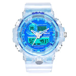 Fashion Sports Couple Watch Creative Dual Display Transparent Watches For Lovers Waterproof Auto Date Couples Wrist Watch Gift