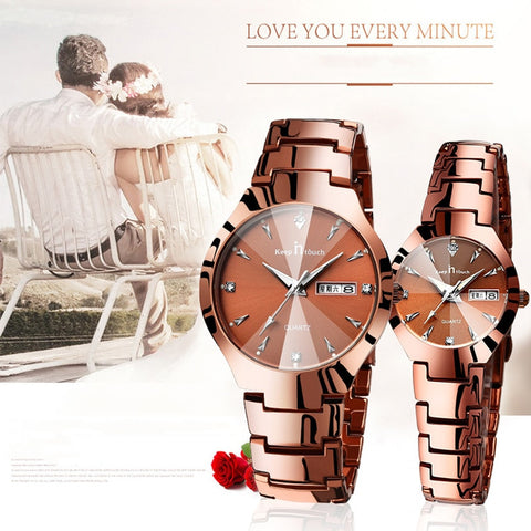 Couple Watch Luxury Gold Waterproof Original  Quartz Wristwatch Clock