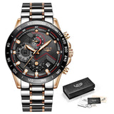 LIGE 2020 nuevos relojes de moda para hombre con Acero Inoxidable marca superior de lujo deportes cronógrafo reloj de cuarzo hombres Relogio Masculino