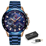 LIGE 2020 nuevos relojes de moda para hombre con Acero Inoxidable marca superior de lujo deportes cronógrafo reloj de cuarzo hombres Relogio Masculino