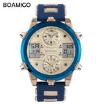 BOAMIGO Mens Watches Top Luxury Brand Men Sports Watches Men's Quartz LED Digital 3 Clock man Male Wrist Watch relogio masculino