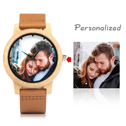 Lovers Watches UV Printing Photos Customers Bamboo Watch