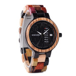 BOBO BIRD P14  Wood Watch Lover Couple Watches Men Women Quartz Week Date Timepiece Colorful Wooden Band logo Customize Gitfs
