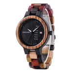 BOBO BIRD P14  Wood Watch Lover Couple Watches Men Women Quartz Week Date Timepiece Colorful Wooden Band logo Customize Gitfs