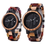BOBO BIRD P14  Wood Watch Lover Couple Watches Men Women Quartz Week Date Timepiece Colorful Wooden Band logo Customize Gitfs