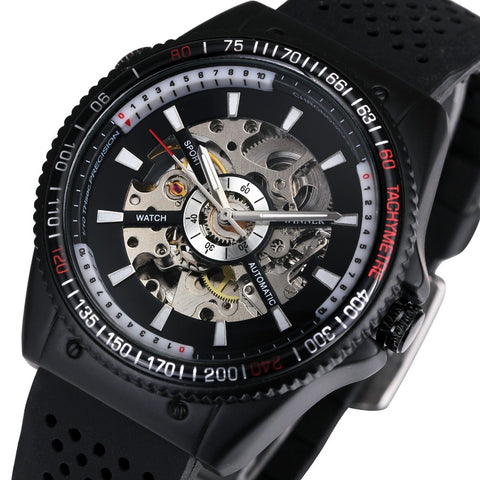 2019 WINNER Watch Men Automatic Mechanical Male Wrist watches for Man Silicone Strap Skeleton Dial Luminous Hands & Index Clock